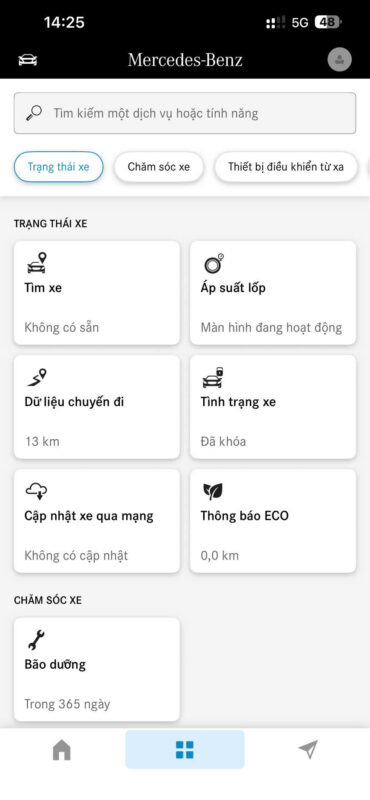 Theo dõi vị trí xe qua Ứng dụng Mercedes Me